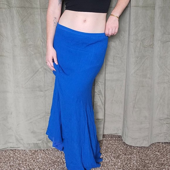 y2k Blue Low Rise Maxi Skirt